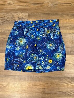 Skort Obsession Starry Night celestial Print Mini Skort with moon shorts Lg